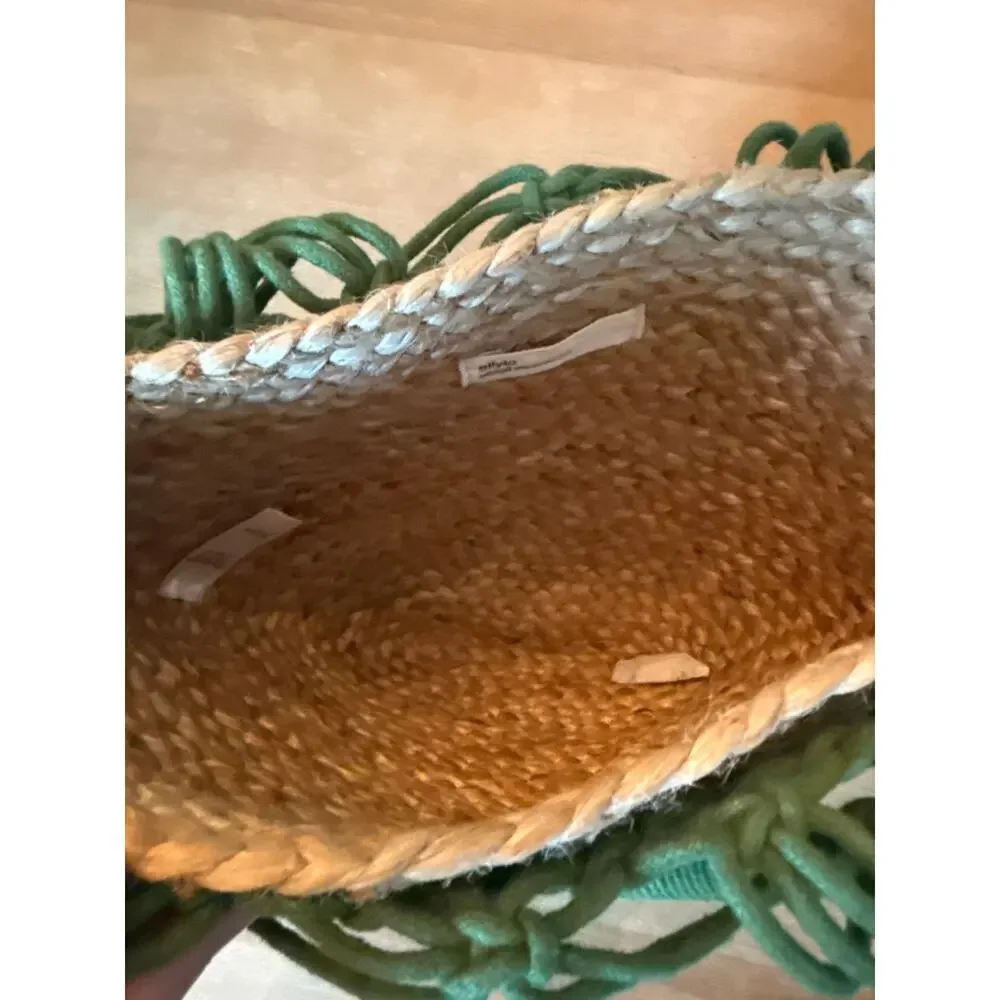 Ellyla Green Jasmine Bucket Macrame Jute Net Tote Bag Sustainable Art to wear